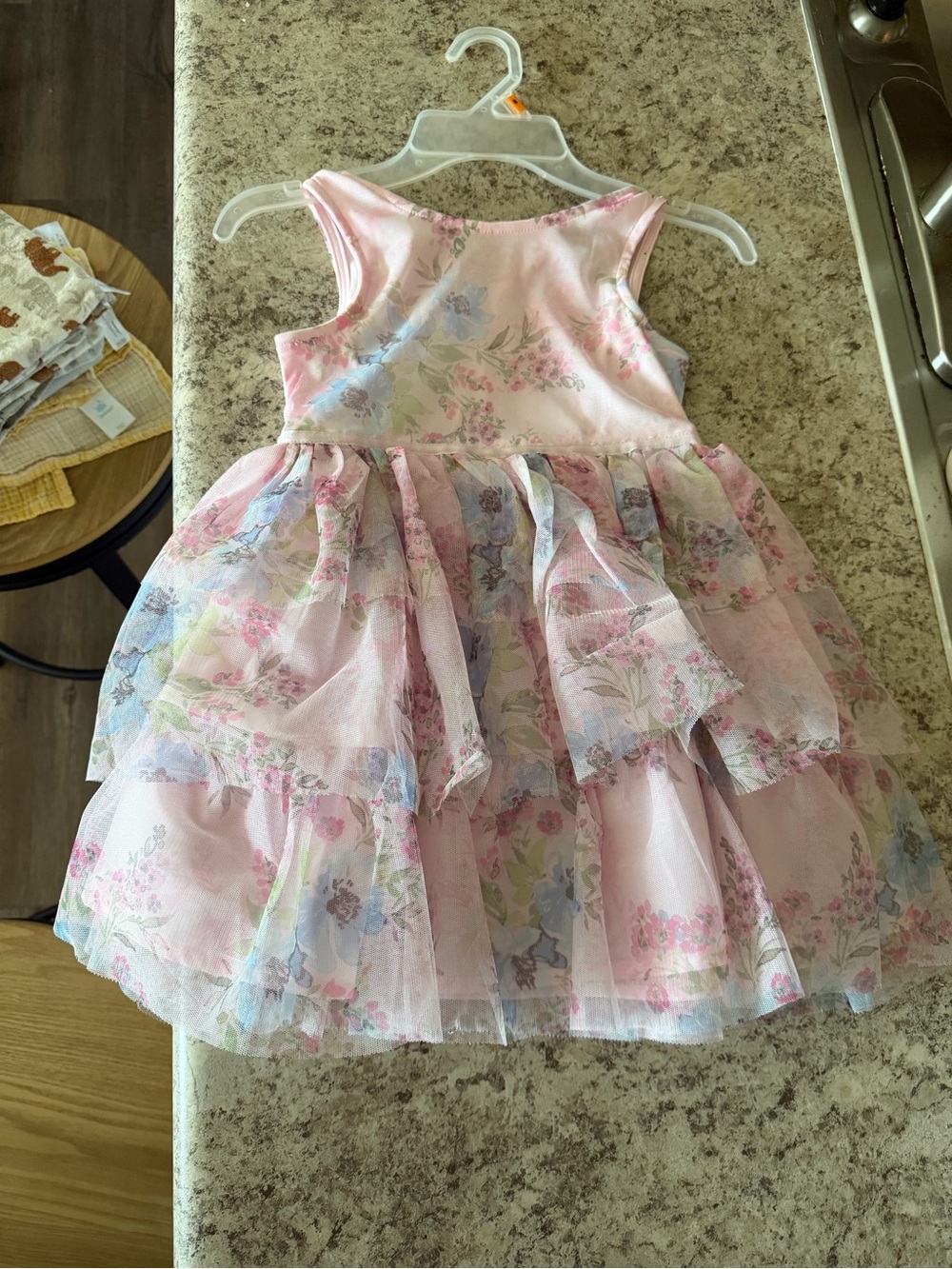 lilt Pink Pastel Floral Layered Tulle Dress Size 4T